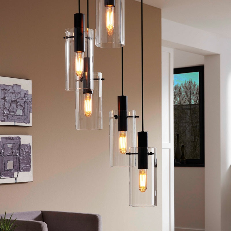 Montefino 1 | 3 | 5 Light Black and Clear Glass Pendant Light - Lighting.co.za