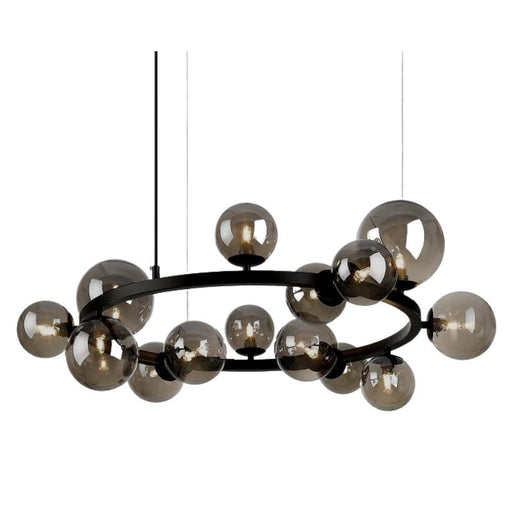 Foam Round 14 Light Black And Smoke Glass Pendant Light - Lighting.co.za