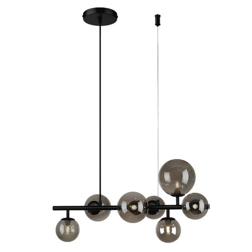 Foam 7 Light Sphere And Stem Black And Smoke Glass Pendant Light - Lighting.co.za