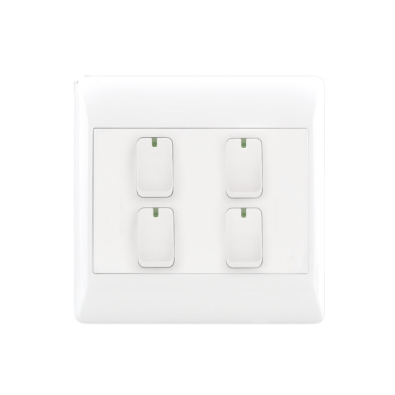 White 4 Lever 1 Way Light Switch – 4 X 4