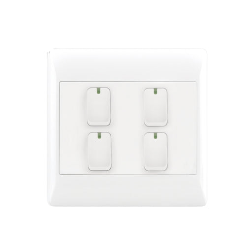 White 4 Lever 1 Way Light Switch – 4 X 4