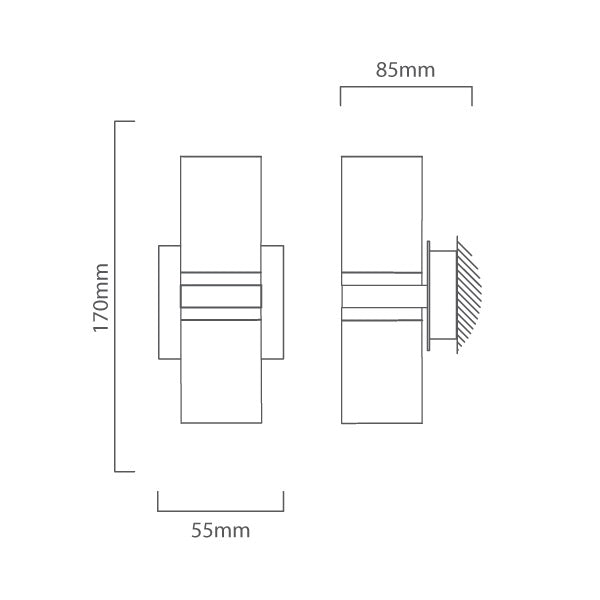 Passa Square Black Gold | Brown Copper GU10 LED Up Down Wall Light - Lighting.co.za