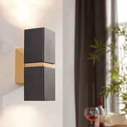 Passa Square Black Gold | Brown Copper GU10 LED Up Down Wall Light - Lighting.co.za