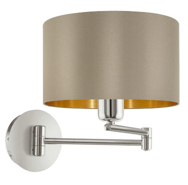 Maserlo Taupe Or Black And Gold Arm Wall Light - Lighting.co.za