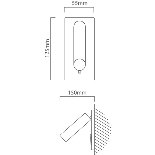 Ellia Black LED Bedside Reading Wall Light - Lighting.co.za