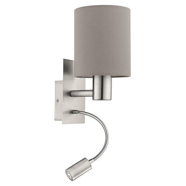 Pasteri Satin Chrome LED Bedside Reading Wall Light With Shade - Lighting.co.za
