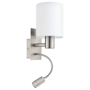 Pasteri Satin Chrome LED Bedside Reading Wall Light With Shade - Lighting.co.za