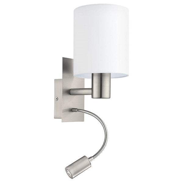 Pasteri Satin Chrome LED Bedside Reading Wall Light With Shade - Lighting.co.za