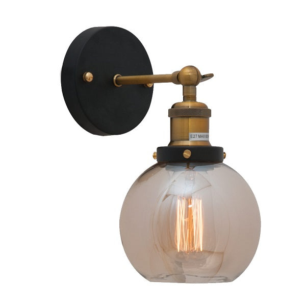 Genoa Small Amber Glass And Antique Brass Wall Light - Lighting.co.za