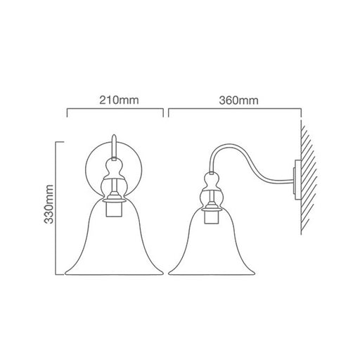 Vino Farmstyle Clear Glass Bell Wall Light - Lighting.co.za