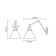 Funnello Clear Glass And Black Arm Wall Light - Lighting.co.za