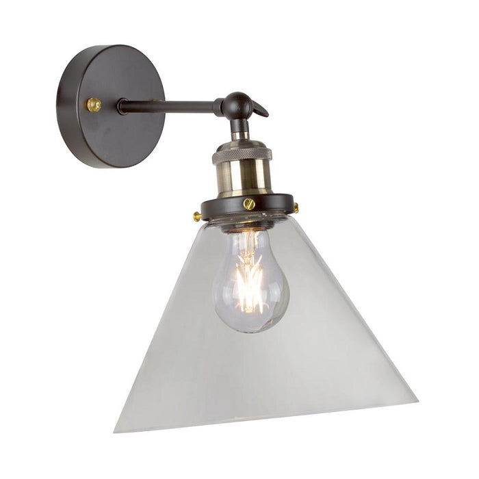 Funello Clear Glass and Antique Brass Wall Light - Lighting.co.za