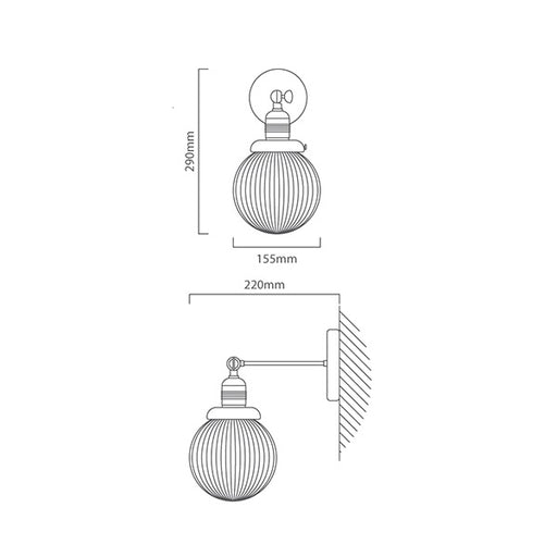 Barcelona Antique Brass and Clear Glass Wall Light - Lighting.co.za