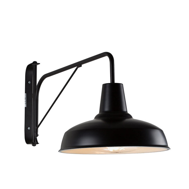 Burano Industrial Farm Style Black Arm Wall Light - Lighting.co.za