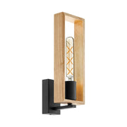 Littleton Black and Natural Wood Wall Light - Lighting.co.za