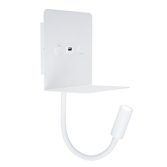 Nomad White LED Bedside Reading Wall Light with USB Port - Lighting.co.za