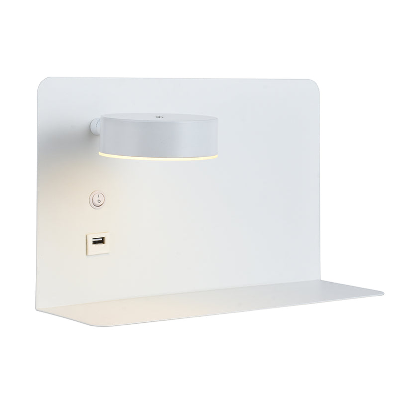Monaco Long Black Or White LED Bedside Reading Wall Light with USB - Lighting.co.za