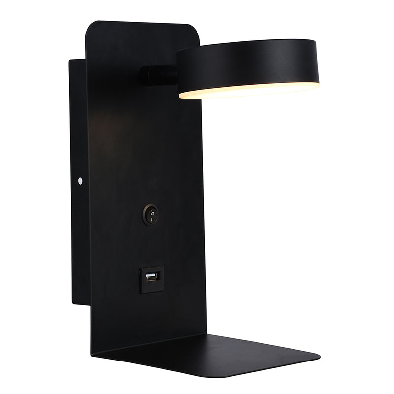 Monaco Black Or White LED Bedside Reading Wall Light with USB - Lighting.co.za