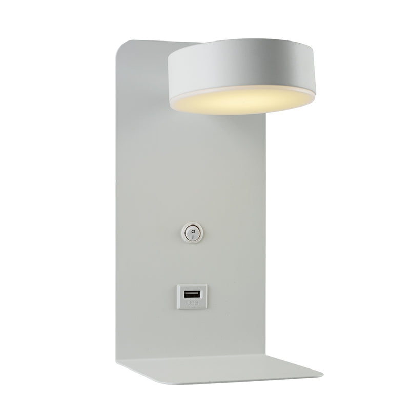 Monaco Black Or White LED Bedside Reading Wall Light with USB - Lighting.co.za