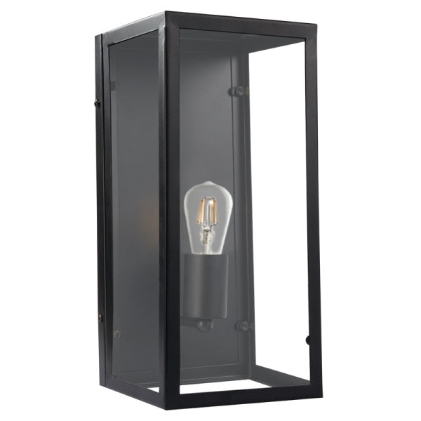 Greyton Cube Black And Clear Glass Lantern Wall Light - Lighting.co.za