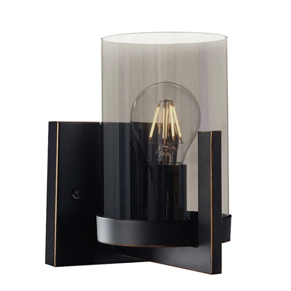 Bristol Black Gold And Smoke Glass Wall Light - Lighting.co.za