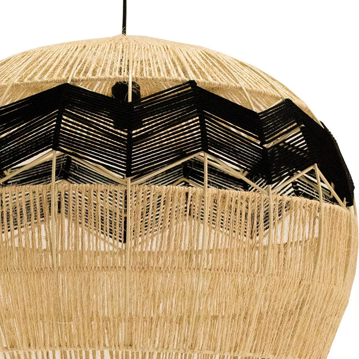 Zimbali Dome Woven Natural and Black Jute Pendant Light - Lighting.co.za