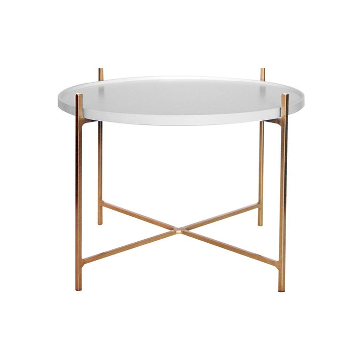 Floating White and Gold Side Table - Lighting.co.za