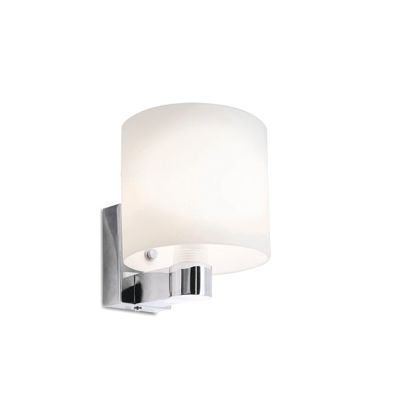 Warrior Chrome and White Round Glass Spazio Bathroom Wall Light - Lighting.co.za