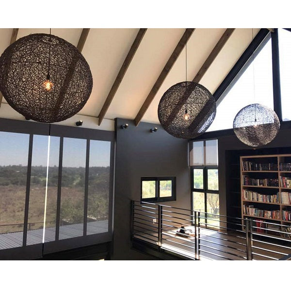 Abode Woven Resin String Ball Pendant Range Available In 3 Sizes - Lighting.co.za