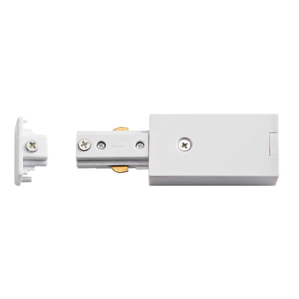 Track 3 Wire Power Feed With End Cap - Black Or White - Lighting.co.za