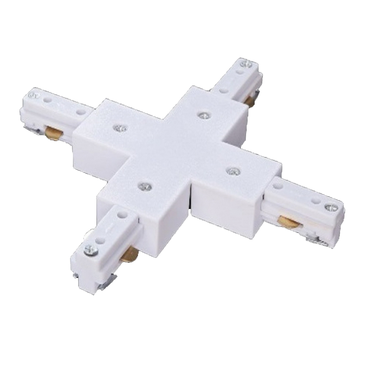 Track 3 Wire X Connector With Power Feed - Black Or White - Lighting.co.za