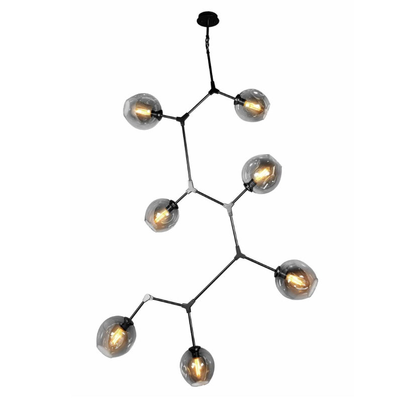 Amador Vertical Branch 7 Light Smoke or Amber Glass Pendant Light - Lighting.co.za
