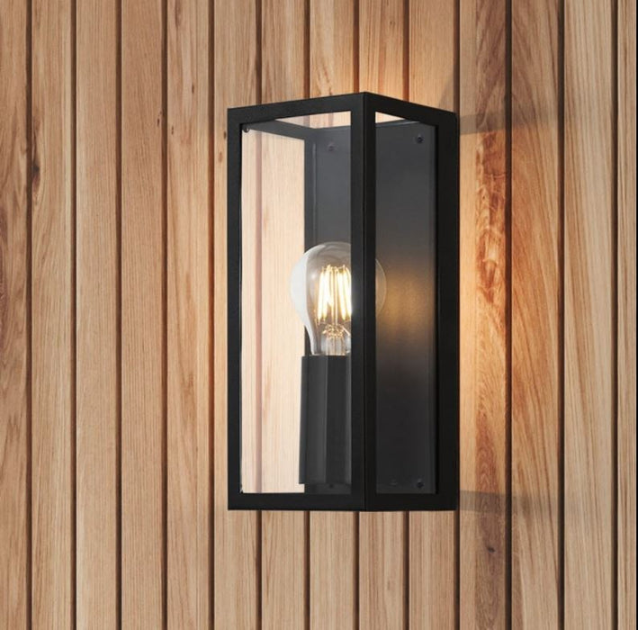 Amezola Black and Clear Glass Lantern Wall Light - Lighting.co.za