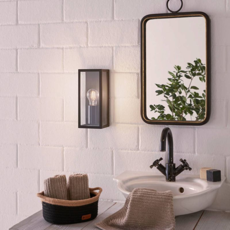 Amezola Black and Clear Glass Lantern Wall Light - Lighting.co.za