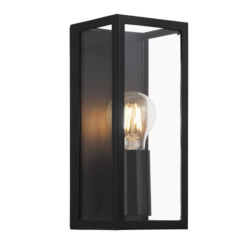 Amezola Black and Clear Glass Lantern Wall Light - Lighting.co.za