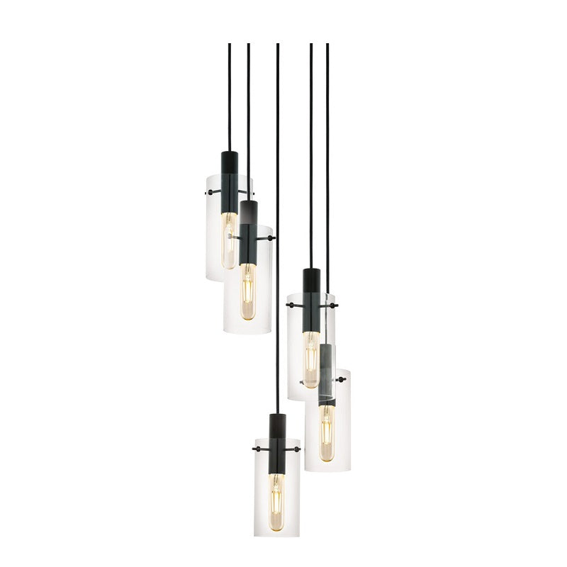 Montefino 1 | 3 | 5 Light Black and Clear Glass Pendant Light - Lighting.co.za