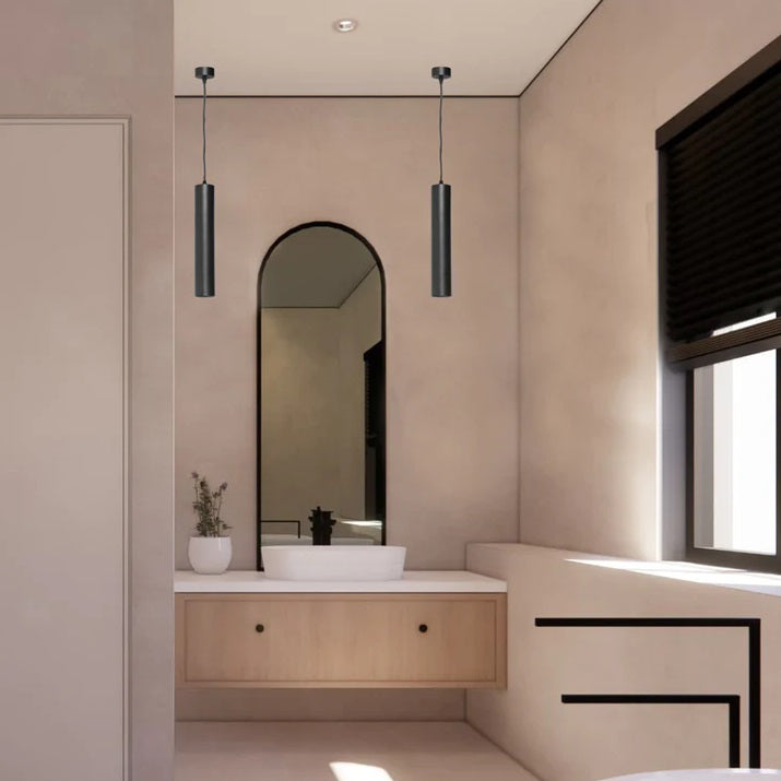 Bells White | Black Tube Pendant Light 3 Sizes - Lighting.co.za