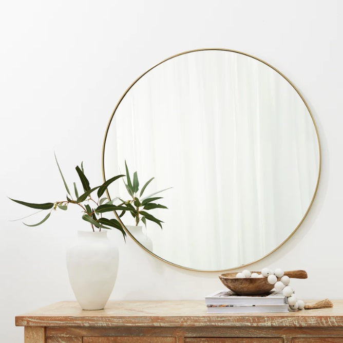 Bethany Gold or Black Round Wall Mirror 3 Sizes - Lighting.co.za