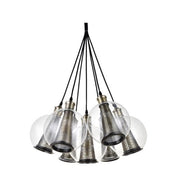 Bisbee 7 Light Black And Brass Cluster Glass Pendant Light - Lighting.co.za