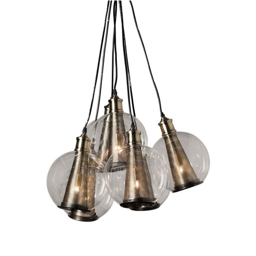 Bisbee 7 Light Black And Brass Cluster Glass Pendant Light - Lighting.co.za