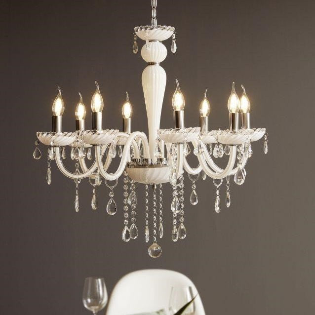 Carpento 3 | 5 | 8 Light White and Crystal Glass Chandelier - Lighting.co.za