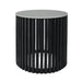 Cassia Round Black Pin Oak Slatted Side Table and Stone Top 2 Sizes - Lighting.co.za