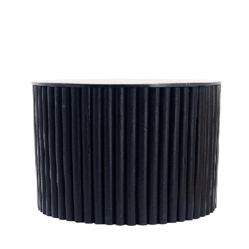 Vusi Cloud Round Slatted Coffee Table with Stone Top - Lighting.co.za