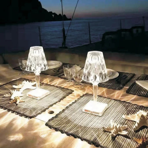 Cristallo Diamond Clear or Smoke Acrylic Rechargeable Table Lamp - Lighting.co.za