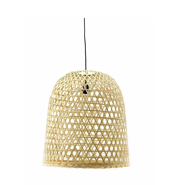 Cross Woven Natural Bell Rattan Pendant Light In 2 Sizes - Lighting.co.za