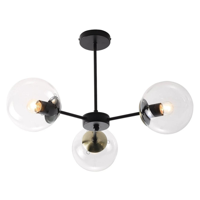 Ebbe Black or Chrome 3 Glass Ball Ceiling Light - Lighting.co.za