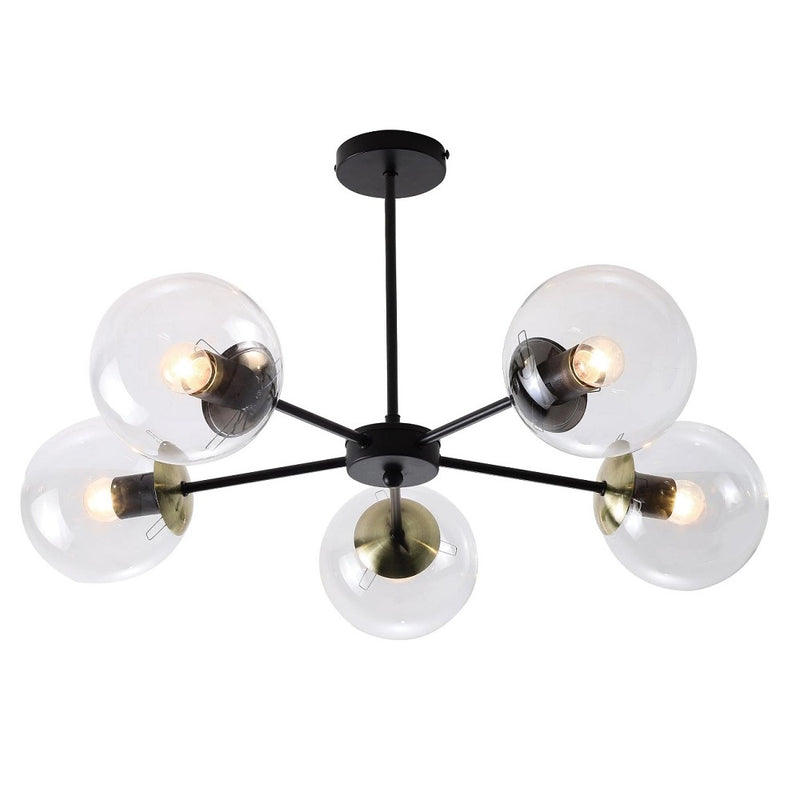 Ebbe Black or Chrome 5 Glass Ball Ceiling Light - Lighting.co.za