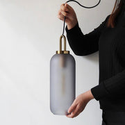 Ebbe Tall Smoke Glass and Antique Brass Pendant Light - Lighting.co.za