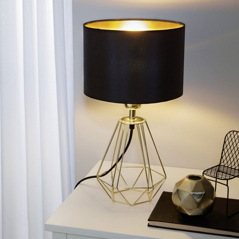 Carlton Small Copper Or Gold Wire Grid With Shade Table Lamp - Lighting.co.za