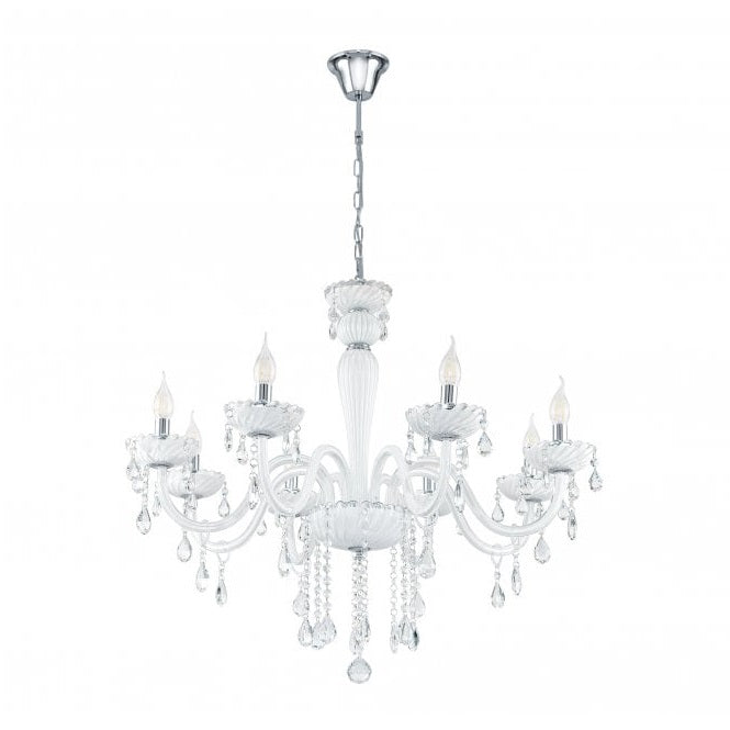 Carpento 3 | 5 | 8 Light White and Crystal Glass Chandelier - Lighting.co.za